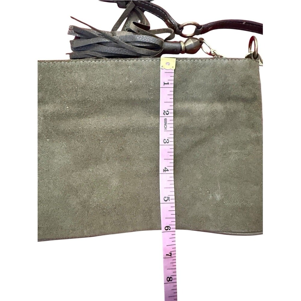 Kendall Conrad Olive Green Suede Tassel Crossbody Bag Leather Boho Luxury - Picture 8 of 8